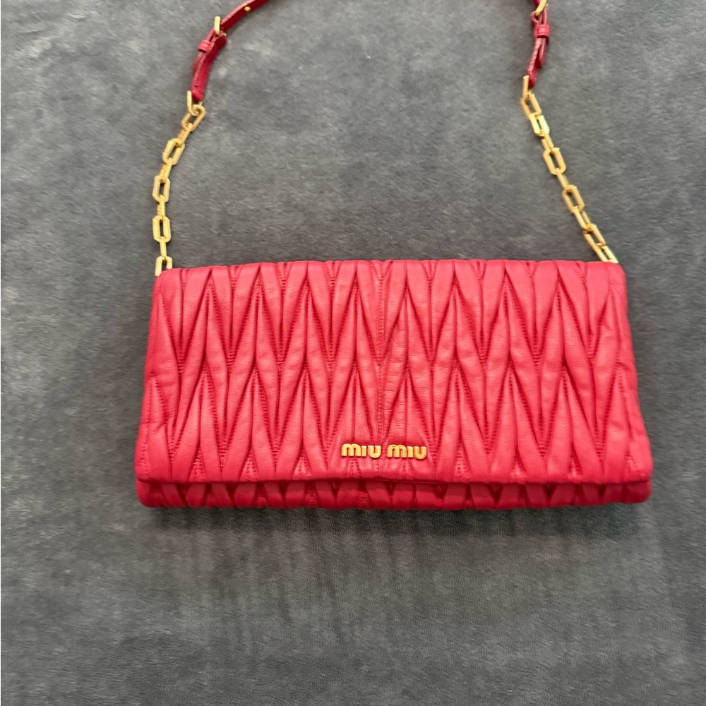 Miu Miu Red Quilted Shoulder Bag